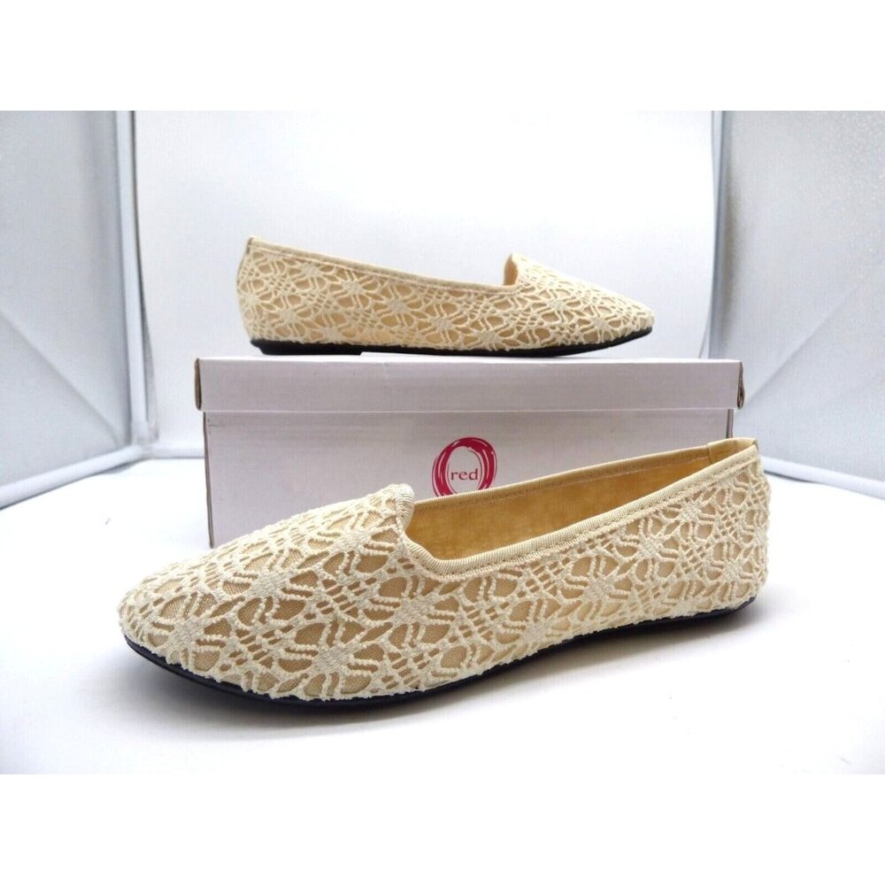 Red Circle Women’s Jillian Fabric Flats, Beige/Cream, Size 5.5